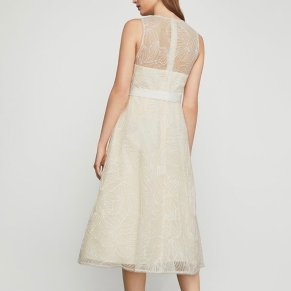 BCBG Off White Sheer Yoke MIDI Dress 4 - Picture 3 of 16